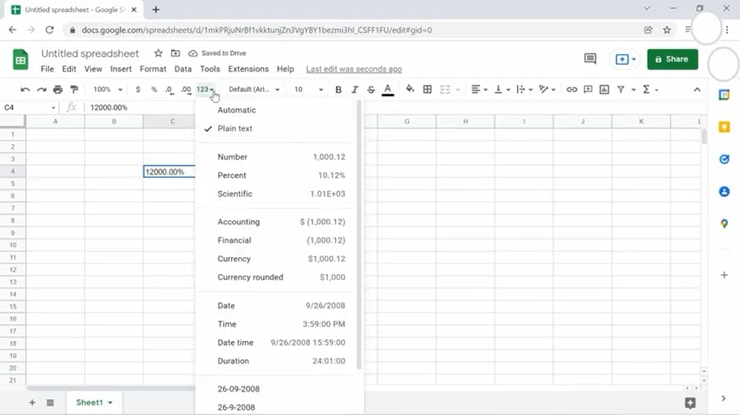 A screenshot of a spreadsheet in google docs.