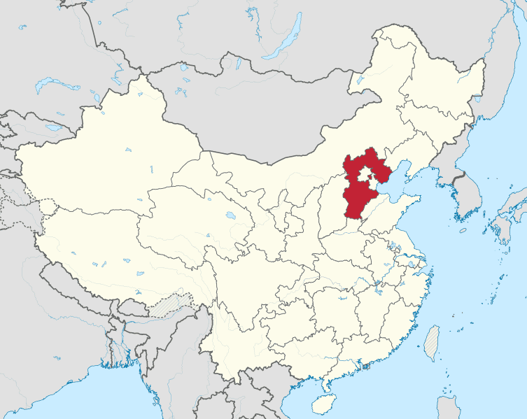 A map showing the location of china.