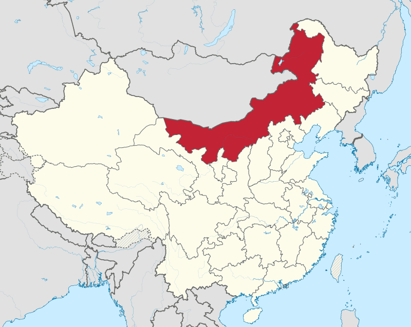 A map showing the location of china.